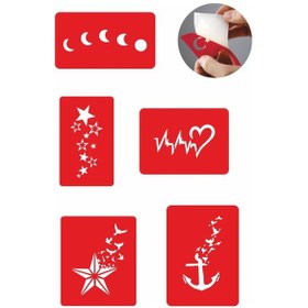 Resim Enhavalı Gökyüzü Geçici Dövme Kına Şablonu 5'li 