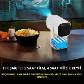 Resim L'eDoren Powerbanklı Android Taşınabilir Projeksiyon Wifi Ve 4k Destekli Rgb Led Akıllı Sinema Projektör 