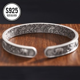 Resim 925 Ayar Gümüş Fil Bileklik, Etnik Vintage Tarzı, Kadınlar İçin Şık ve Çok Yönlü Hediye, Sevgililer Günü & Anneler Günü İçin İdeal 