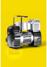 Resim Profesyonel Metal Çantalı Aydınlatmalı 12v Çakmaklı 100 Psı Mini Hava Kompresörü Araç Kompresörü 