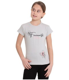 Resim Gri Favorite Baskılı Bisiklet Yaka 5-12 Yaş Tişört 2036-1 Gri 