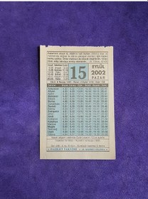Resim 15 Eylül 2002 Takvim Yaprağı - Nostalji Koleksiyonluk Takvim Yaprağı 