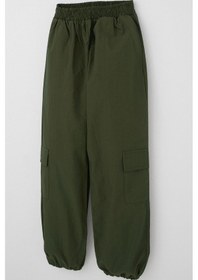 Resim Breeze Kız Çocuk Paraşüt Jogger Paça Pantolon Kargo Cep 7-12 Yaş, Haki Yeşil Haki Yeşil 