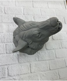 Resim Bfs Asılabilir Gri Kurt Heykeli Ev Ofis Duvar Süslemesi Dekoratif 