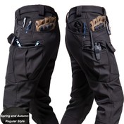 Resim Erkek Hafif Taktik Kargo Pantolon - Zeytin Yeşili, Esnek Polyester ve Spandex Karışımı, Çoklu Cep, İş, Açık Hava ve Günlük Giyim için Normal Beden, Dayanıklı Kumaş Pantolon 