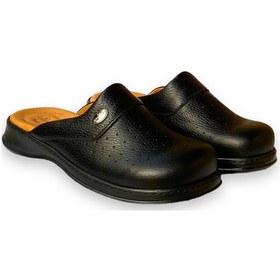 Resim Sy 650 Hakiki Deri Ortopedik Sabo Terlik Doktor Hastane Aşçı İş Terliği Siyah 