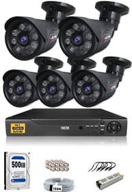 Resim IDS 5 Kameralı 5 MP Sony Lensli 1080p FHD Cepten İzle 500 Dış Güvenlik Kamerası Sistemi DS-2015HD-SET5-500-BLACK 
