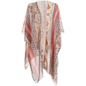 Resim Suntek Yaz Kadın Plaj Örtüsü Ups Kimono Hırka Hafif Mayo Wrap Kırmızı 