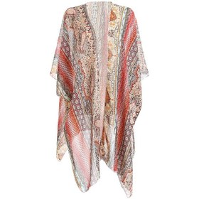 Resim Suntek Yaz Kadın Plaj Örtüsü Ups Kimono Hırka Hafif Mayo Wrap Kırmızı 