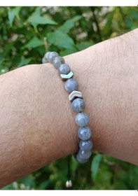 Resim Labradorit Hematit Doğal Taş Erkek Bileklik Çok Renkli 