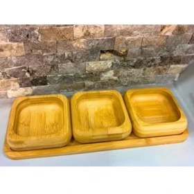 Resim Storemax Bambu 3'lü Ahşap Sunum Seti Kahvaltılık Çerezlik Reçellik Tepsili Şık ve Pratik Servis Ürünü (Kare) 