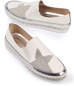 Resim WHİTE LİNE Kadın Ortopedik Taban Taşlı Espadril Ayakkabı 