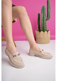 Resim Muggo Viola Garantili Triko Metal Tokalı Kadın Loafer Günlük Ayakkabı 001 