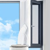 Resim 400 cm Pencere Conta Bezi, Taşınabilir Klima Penceresi Sızdırmazlık Seti, Delme Gerekmez Kolay Kurulum, Fermuar ve Bağlama, Mobil AC için Uygun 