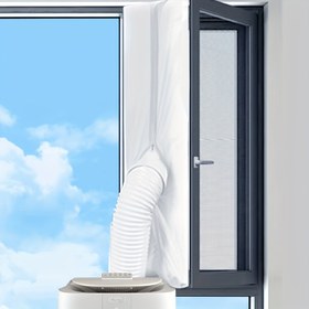 Resim 400 cm Pencere Conta Bezi, Taşınabilir Klima Penceresi Sızdırmazlık Seti, Delme Gerekmez Kolay Kurulum, Fermuar ve Bağlama, Mobil AC için Uygun 