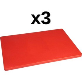 Resim 3'lü Türkay 60x40x4 Cm Polietilen Kesme Tahtası Kesim Levhası Kırmızı 4795 