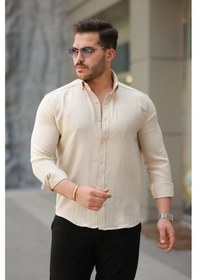 Resim Erkek Uzun Kollu Gömlek Kum 