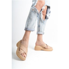 Resim Kadın Lotus Çapraz Detaylı Cofort Kalın Topuklu Terlik 001 