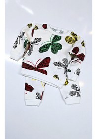 Resim Kelebek Desenli Kız Bebek Pijama Takım Açık Pembe 