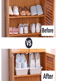 Resim 2 Adet Roma Ayakkabı Terlik Kutusu Dikey Ayakkabı Rampası 3 Bölmeli Düzenleyici Organizer 