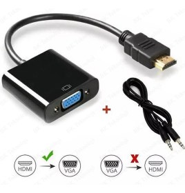 Resim HDMI To VGA Ses Destekli HDMI Giriş VGA Çıkış Dönüştürücü 