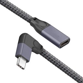 Resim Guangdong Spirit Sağ Açı Örgülü ve Alüminyum Usb-C 3.1 Erkek - Dişi Uzatma USB C Uzatma Kablosu Kısa (3.3ft) Gen 2 10GBPS - Siyah (Yurt Dışından) 