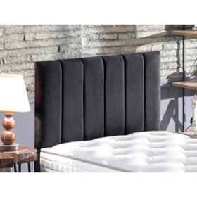 Resim Niron Yatak Niron Piano Lite Başlık - Tek Kişilik Yatak Başlığı, Silinebilir Siyah Soho Kumaş Baza Başlığı 