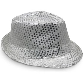 Resim Gümüş Payetli Fötr Şapka Yetişkin Boy 
