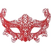 Resim Kırmızı Renk Dantel Örgü Işlemeli Parti Maskesi Model 3 