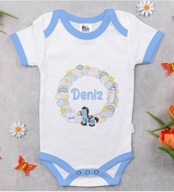 Resim Bitmeyenkartus Bk Kids Kişiye Özel Mavi Bebek Body Zıbın - Model 161 Çok Renkli 