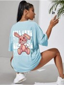 Resim mercoledi Girl Gang Baskılı Bebek Mavisi Oversize T-shirt Salaş Boyfirend 