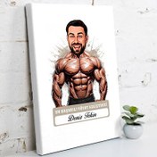 Resim Karikatürlü Erkek Vücut Geliştirici Kanvas Tablo 