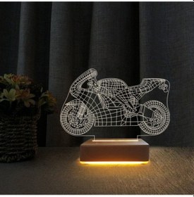 Resim Yarış Motoru 3D Gece Lambası Doğum Günü Hediyesi Lamba 