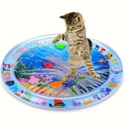 Resim 1 Etkileşimli Su Kedi Oyun Matı, Sıçrama Karşıtı Etkileşimli Kedi Oyuncak Matı, Yüzen Balık Deseni - Dayanıklı PVC Malzeme, Yaz Serinletme Matı Kediler ve Köpekler için, Pilsiz 