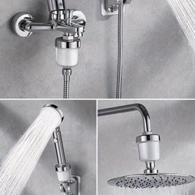 Resim 1 adet Su Çıkışı Arıtma Kiti, Duş Başlığı Filtresi, 1 Filtre + 3 Filtre Çekirdeği, Banyo Duşu Evrensel Musluk Filtresi, Arıtma Musluk Filtresi, Ev Ağır Metal Sert Su Musluk Filtresi 