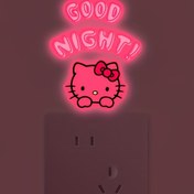 Resim 1 Adet Hello Kitty Karanlıkta Parlayan Işık Anahtarı Etiketi - Pembe Neon "İyi Geceler!" Yatak Odası, Banyo ve Ev Dekoru için Çizgi Film Duvar Stickerı, Kendinden Yapışkanlı Akrilik Tasarım, Yatak Odasını Güzelleştirme | Eğlenceli Atmosfer 