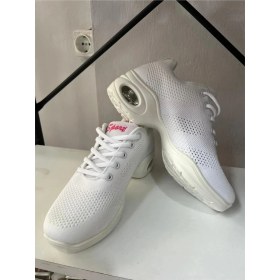 Resim Suna Beyaz Dans Pratik Ayakkabısı Nefes Alan Doku - Tüm Danslar Için Uyumludur. 