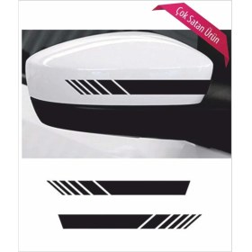 Resim Oto Ayna Şerit Özel Yeni Sticker Siyah 2 Li 20*2,5 cm 
