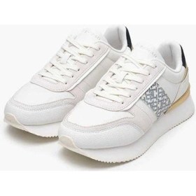 Resim Tommy Hilfiger Kadın Beyaz Th Monogram Logolu Sneaker Çok Renkli 