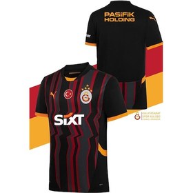 Resim Galatasaray 2024/25 Alternatif Siyah Forma Aslan Baskılı Hediyelik Ahşap Kutulu Siyah - Gri 