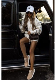 Resim Unisex Ny Nakışlı Beyaz Kep Şapka Beyaz - Siyah 