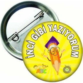 Resim Hediye Panayırı Inci Gibi Yazıyorum Öğrenci Rozeti 20'li 