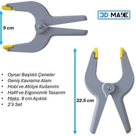 Resim 2'li Yaylı Mandal Tipi Büyük Plastik Marangoz Hobi İşkencesi Kıskaç Mandal İşkence 22.5 Cm 