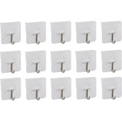 Resim 15 Adet Kendinden Yapışkanlı Şeffaf Askı Metal Kancalı Askılık 