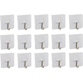 Resim 15 Adet Kendinden Yapışkanlı Şeffaf Askı Metal Kancalı Askılık 