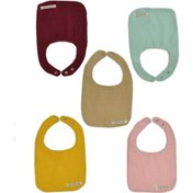 Resim 5'li Sıvı Geçirmez Çift Kat Müslin Mama Ve Salya Önlüğü, %100 Pamuk Alezli - Pembe Çok Renkli 
