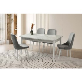 Resim Mobilgen 4 Adet Sahra Sandalye 160+37 Kelebek Tekno kenar HG Açılabilir Masa Takımı 