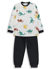 Resim Civil Boys Dinozor Baskılı 6-9 Yaş Pijama Takımı - Gri - Füme / 6-7 Yaş 