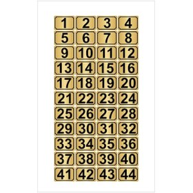 Resim Metal Kapı,masa,dolap Numarası 5cmx7cm 44 Adet Dikdörtgen (1…44) Altın Renk Metal 