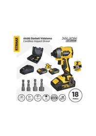 Resim Rtrmax RTX3050 Şarjlı Torklu Vidalama Kömürsüz 230Nm 2x4 Ah Plus Çift Akü Hızlı Şarj X-Lion 